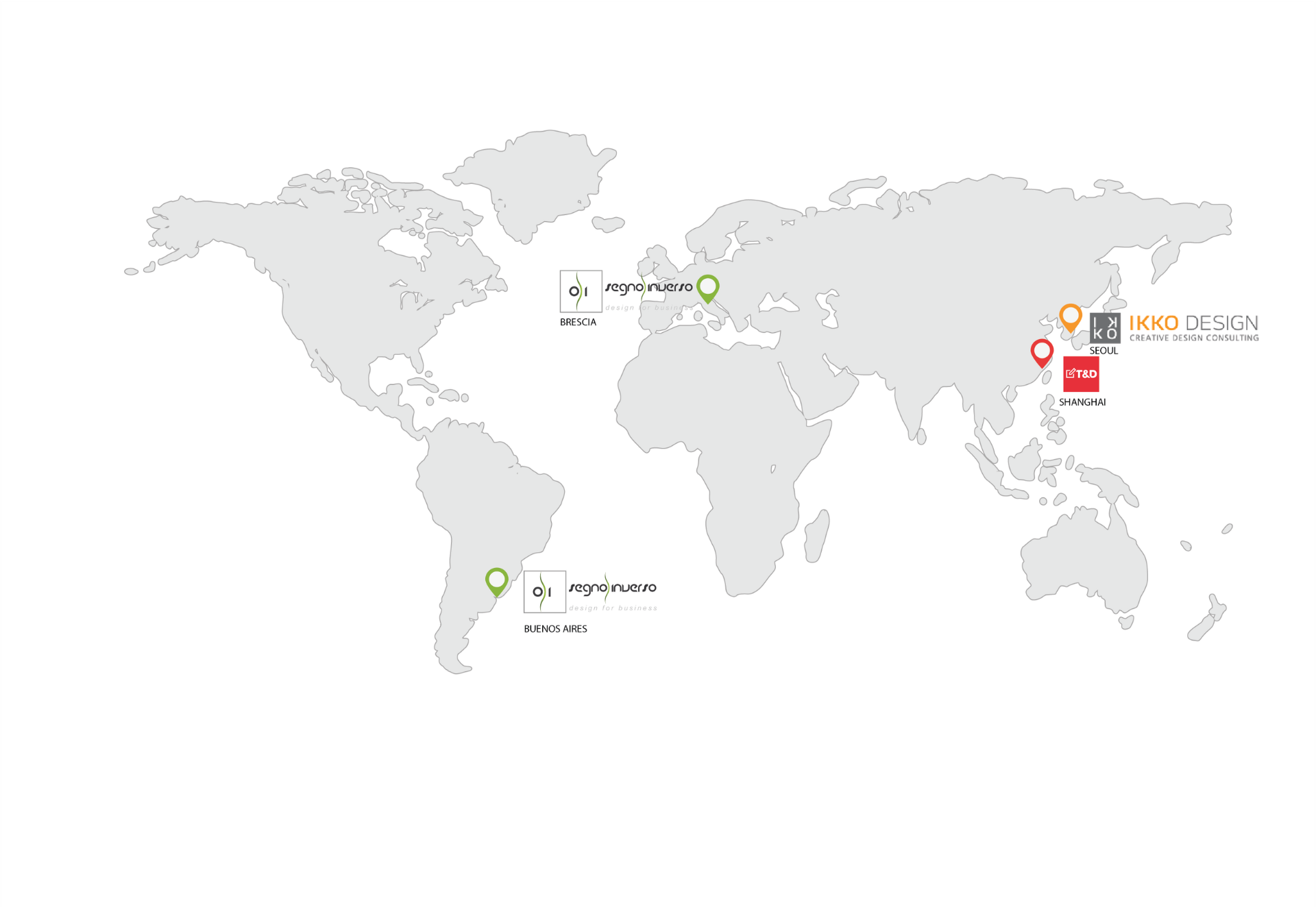 World map showing Segno Inverso offices